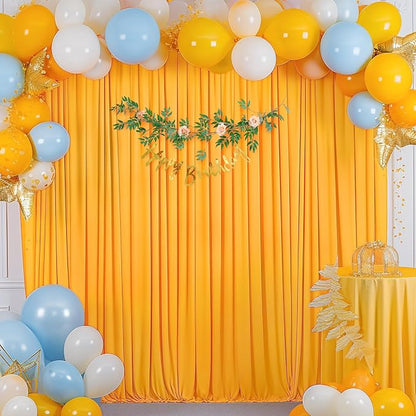 Marigold Backdrop Curtain for Parties Wrinkle Free Orange Photo Curtains Backdrop Drapes Fabric Decoration for Wedding Birthday Party Baby Shower 5ft x 7ft,2 Panels