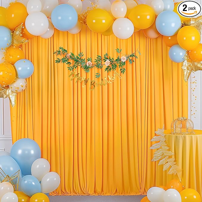 10x10 Marigold Backdrop Curtain for Parties Wrinkle Free Orange Photo Curtains Backdrop Drapes Fabric Decoration for Wedding Birthday Party Baby Shower 5ft x 10ft,2 Panels