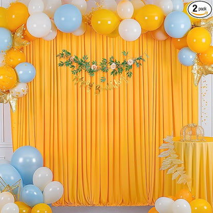 10x10 Marigold Backdrop Curtain for Parties Wrinkle Free Orange Photo Curtains Backdrop Drapes Fabric Decoration for Wedding Birthday Party Baby Shower 5ft x 10ft,2 Panels