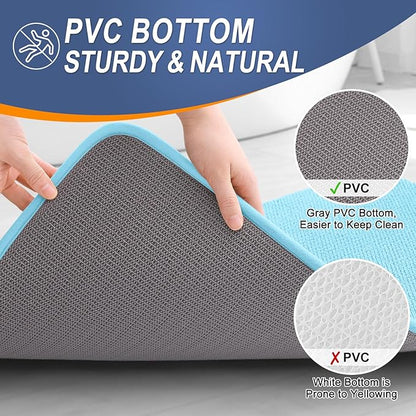 OLANLY Thick Memory Foam Bath Mat Rug 36x24, Extra Soft Absorbent Bathroom Rug, Quick Dry Bath Mats, Non-Slip, Machine Washable Carpet for Bathroom, Tub and Shower, Home Decor Accessories, Sky Blue