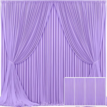 4 Panels Lavender Backdrop Curtain for Parties Wedding Wrinkle Free Light Purple Photo Curtains Backdrop Drapes Fabric Decoration for Baby Shower Photoshoot 20ft(W) x 10ft(H)