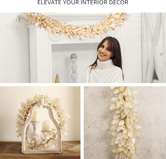 Holiday Tree Handcrafted 48" Capiz Shell Coastal Christmas Garland – Rectangular Design for Indoor Use | Elegant Capiz Splendor & Beach Christmas Decor for Home