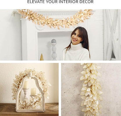 Holiday Tree Handcrafted 48" Capiz Shell Coastal Christmas Garland – Rectangular Design for Indoor Use | Elegant Capiz Splendor & Beach Christmas Decor for Home