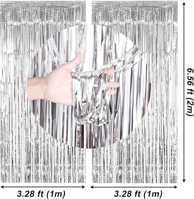 Bachelorette Party Decorations Kit Bridal Shower Balloons Arch Kit Silver Foil Fringe Backdrop Curtains for Retro Boogie Disco Bachelorette Party Decorations (Silver)