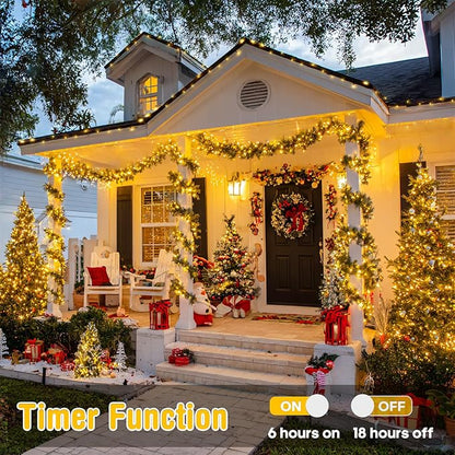 JMEXSUSS 229ft 700 LED Christmas Lights Outdoor, Christmas Tree Lights Plug in, 8 Modes Twinkle String Lights for Outside Indoor Wedding Ceiling Room Home Yard Patio Porch Xmas Decor, Warm White