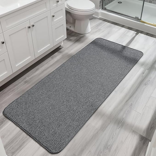 Bath Mat,Ultra Thin Bathroom Runner Rugs,Large Bath Mats for Bathroom,Quick Dry,Non-Slip,Machine Washable,Low Pile,Bath Rug,Shower Outside,Sink,Home Decor Accessories.Dark Grey,3'x4'(36x48inch)