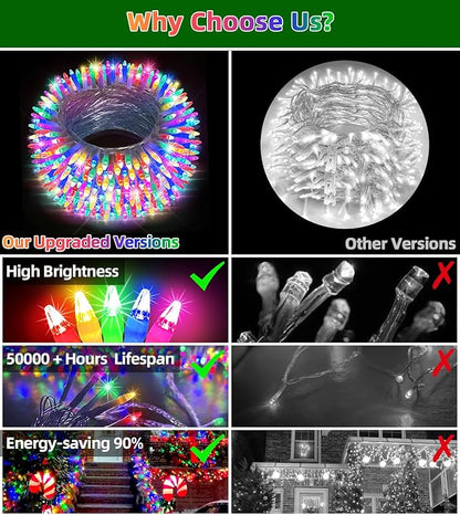 750 LED Chrstmas Lights, 240ft Outdoor Christmas String Lights with 12 Modes, Multicolor LED String Lights with Timer Dimmable Waterproof for Tree Fence Garden Xmas Wedding Party Decor Multicolor