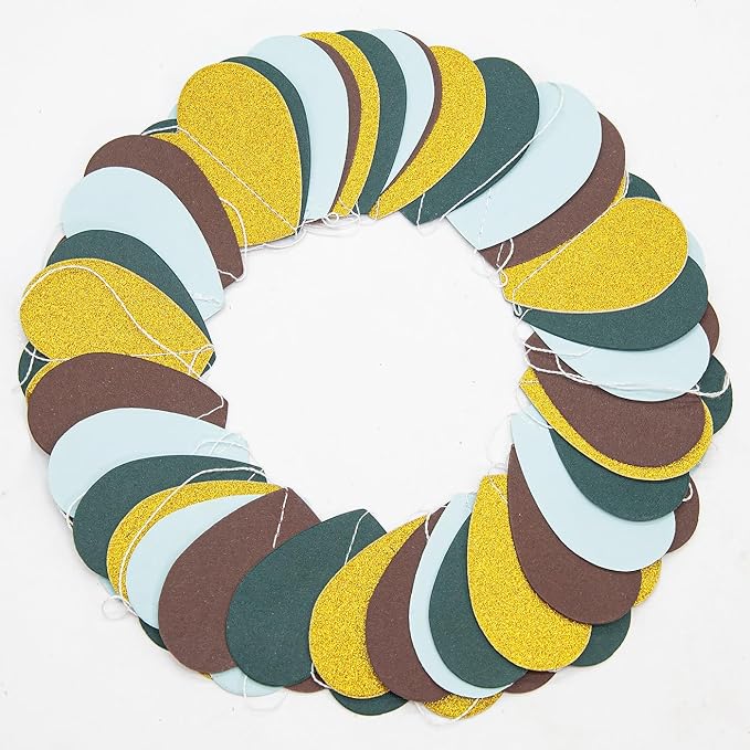 Sage-Green Gold Brown Party Decorations - 52Ff Paper Heart Streamers Gender Neutral Baby Shower Bridal Shower Garland Boho Birthday Rustic Decoration Woodland Theme Decor HongTongTong