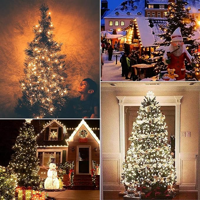 25FT C9 Warm White Christmas Lights, Vintage Outdoor String Lights for Tree, Patio, Garden, and Holiday Decorations, Clear Incandescent Bulbs, Connectable, Indoor & Outdoor Use