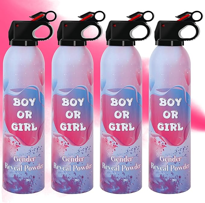 4 Pack Pink Gender Reveal Powder for Baby Girl, Color Powder or Dust for Gender Announcement Idea, Baby Shower Decoration, Supply, Party