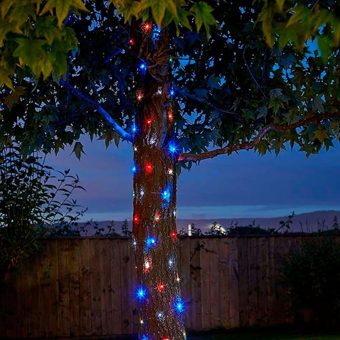 TW SHINE 4th of July String Lights, 200 LED 66 FT Independence Day Light, Waterproof Red White and Blue Christmas Lights with 8 Modes Plug in Patriotic Decorations for Indoor Outdoor Decor