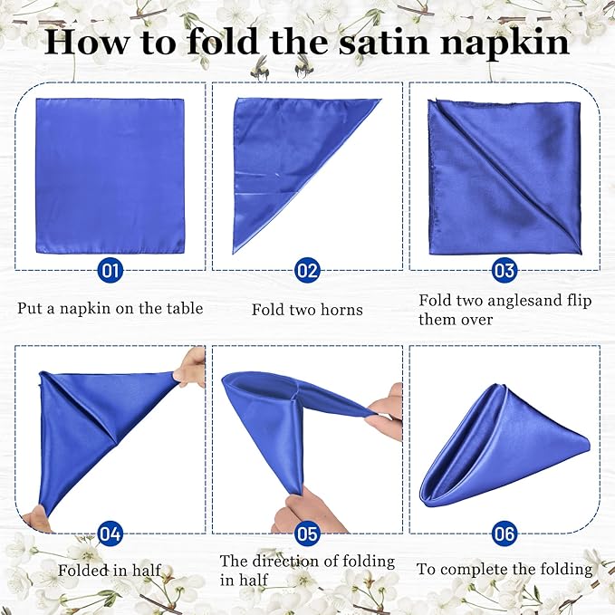 Bailarina 120 Pack Royal Blue Satin Napkins,17x17 Inches Wedding Napkins Square Soft Silky Table Napkins Bulk Decorative Elegant Cloth Napkin for Party Decoration, Banquet,Wedding,Graduation