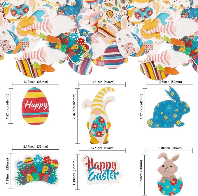 Ephlyn 72Pcs Edible Toppers - Easter & Birthday Cupcake Toppers for Kids & Parties
