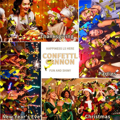 16 inch Christmas Thanksgivings New Years Eve Confetti Poppers,Golden Confettis Cannons Bulk with Gold Paper &Cup Design for Thanksgiving Parade Xmas Party Favor Supplies New Year's Eve celebration