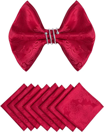 Cloth Napkins Set of 8 – Square 17x17 Inch Jacquard Fabric Polyester Washable Reusable Cloth Napkins for Kitchen Dinner Dining Restaurants Wedding Party Banquet Table (Red, 17X17 Inch)