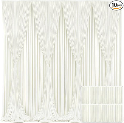 10 Panels Ivory Backdrop Curtain for Wedding Parties Wrinkle Free Ivory Photo Curtains Backdrop Drapes Fabric Decoration for Baby Shower Photography 5ft(W) x 10ft(H)"