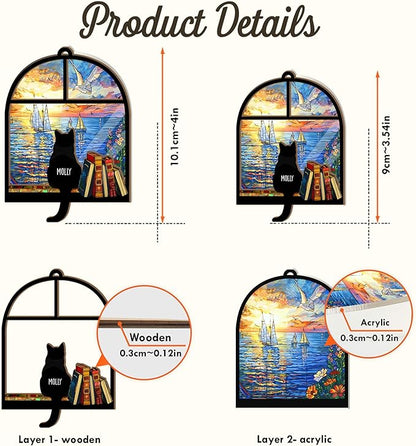 Personalized Cat Memorial Suncatcher – Custom Cat Suncatcher with Name and Breed for Up to 3 Pets, Sympathy Gift for Cat Loss, Memorial Gift for Cat Lovers