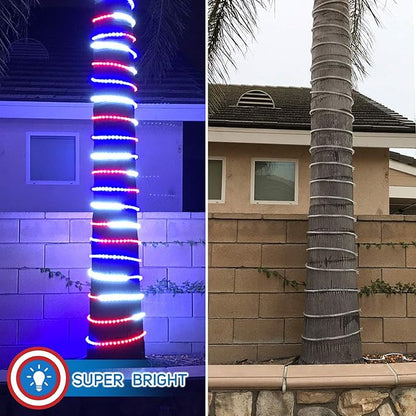 Russell Decor 10ft/3m Led Rope Lights for Patriotic 4th of July Memorial Day Decor Party Outdoor Decorative Lighting Trees Patio Deck Flexible String Tube Lights Blue Red White