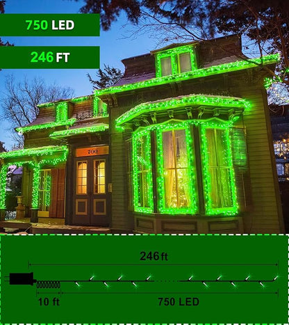 750 LED 246FT Christmas Lights Outdoor, Super Long Waterproof Christmas String Lights with 8 Modes, Christmastree Lights with Timer Memory for Fence Garden Xmas Wedding Party DecorGreen