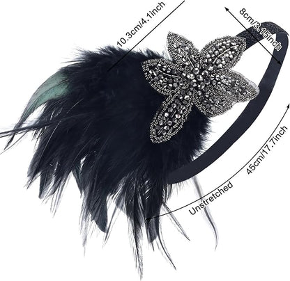 1920S Headband For Women Feather 20s Gatsby Headpiece Flapper Headband for Girl