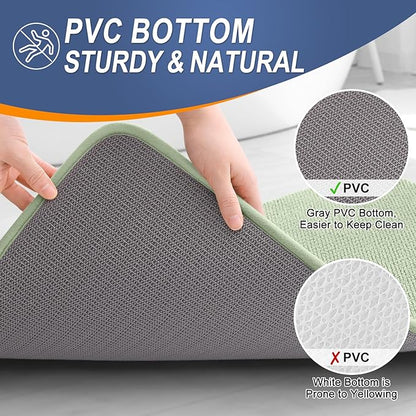 OLANLY Thick Memory Foam Bath Mat Rug 44x32, Extra Soft Absorbent Bathroom Rug, Quick Dry Bath Mats, Non-Slip, Machine Washable Carpet for Bathroom, Tub and Shower, Home Decor Accessories, Sage Green