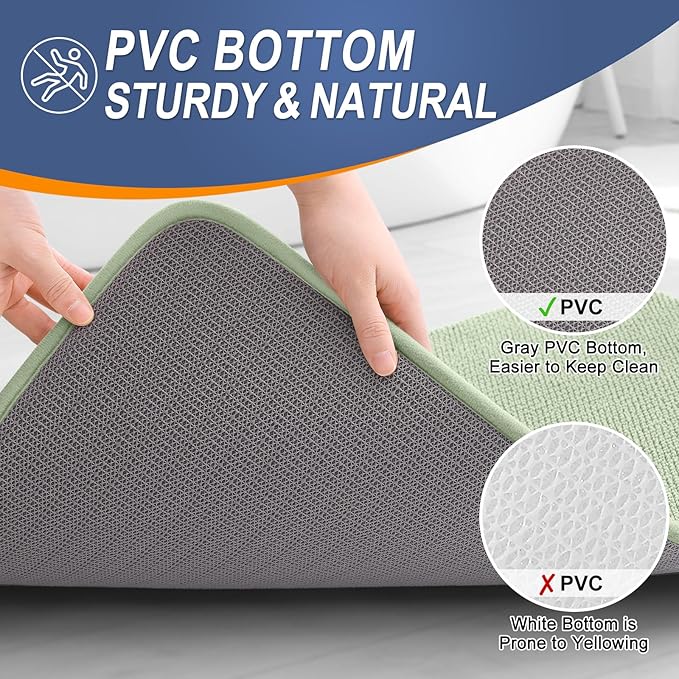 OLANLY Thick Memory Foam Bath Mat Rug 40x24, Extra Soft Absorbent Bathroom Rug, Quick Dry Bath Mats, Non-Slip, Machine Washable Carpet for Bathroom, Tub and Shower, Home Decor Accessories, Sage Green