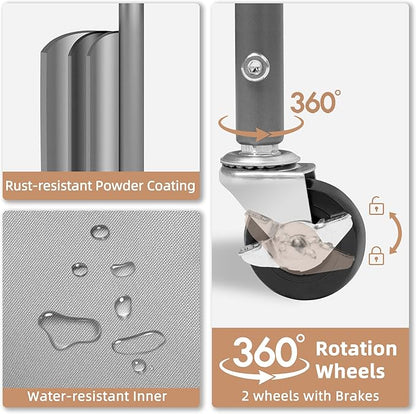 STORAGE MANIAC 80 Liters Vertical Rolling Laundry Hamper, 2 Section Laundry Sorter with Wheels and 2 Breaks, 2-tier Laundry Baskets for Small Space, Dorm, Laundry Room, Closet, Bathroom, Gray 2-tier