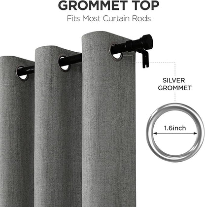 Joydeco Blackout Curtains 90 Inches Long 2 Panels Burg, Room Darkening Curtains for Bedroom, 100% Black Out Textured Thermal Drapes Privacy Protection 2 Panels Set(W52 x L90 Inch, Grey)
