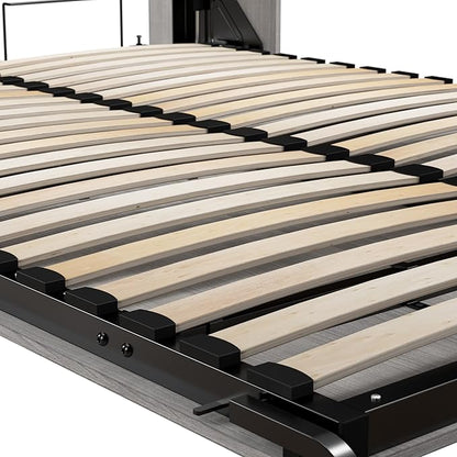 Bestar Claremont Full Murphy Bed with Closet Organizers (99W) in Platinum Gray, Space-Saving Sleeping Arrangement for Multipurpose Room