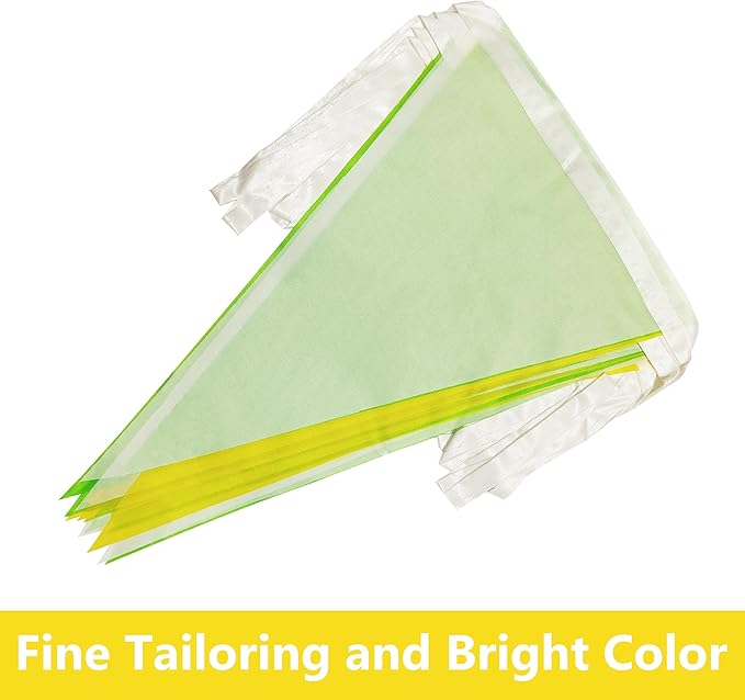 100 Ft White Green Yellow Pennant Banner Flag, 60 Pcs String Hanging DIY Bunting Flags for Party, School, Birthday, Wedding, Carnival, Celebrations, Outdoor and Indoor Decorations (White Green Yellow)