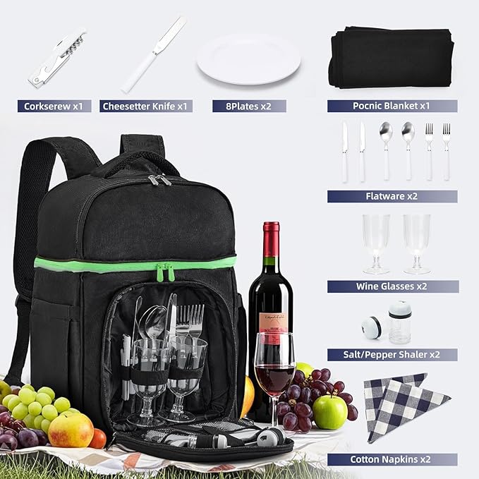 Picnic Backpack - Picnic Set for 2 Person with 2 Insulated Cooler Compartment, Blanket and Cutlery Set, Ideal Bridal Shower Gifts, Engagement Gifts for Couples & Unique Wedding Gifts for Couples 2025