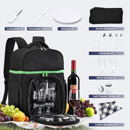 Picnic Backpack - Picnic Set for 2 Person with 2 Insulated Cooler Compartment, Blanket and Cutlery Set, Ideal Bridal Shower Gifts, Engagement Gifts for Couples & Unique Wedding Gifts for Couples 2025