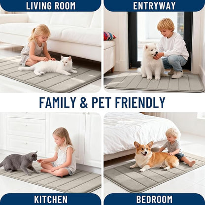 OLANLY Memory Foam Long Bathroom Rugs Runner 59x20, Super Soft Absorbent Bath Mat, Quick Dry, Machine Washable Shower Floor Rugs, Bathmat Carpet, Bathroom Home Decor Accessories, Warm Taupe