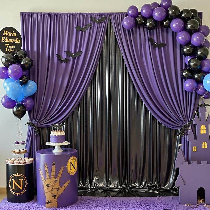10ftx10ft Shimmer Black Sequin Backdrop Curtain for Parties, Thick Wrinkle Free Glitter Backdrop Drapes Photo Back Drop Curtains for Birthday Wedding Halloween Photography Background-2 Panels 5x10ft