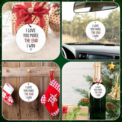 Christmas Couple Gifts for Girlfriend Boyfriend - Ceramic Christmas Ornaments 2025 for Tree Decorations - I Love You Gifts for Gf Him Her Women Men, Wife Husband Gift Ideas, Stocking Stuffers