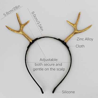 Eioi & Lmnm Christmas Renideer Antler Headband, Deer Ears Reindeer Antlers Deer Antlers Headbands, Christmas Headbands Holiday Accessories Deer Costume