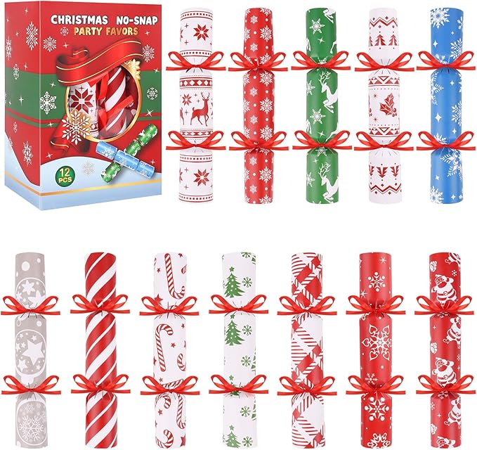 CCINEE 12 Packs Christmas No-snap Party Table Favors, Party Poppers with Prizes for Kids Xmas Gifts for Holiday School Prize