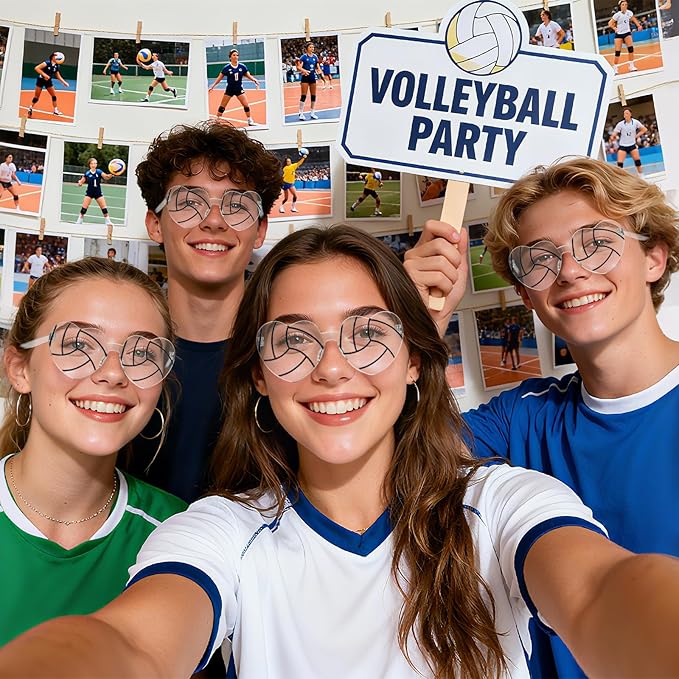 Pibupibu 12/24 Pack Volleyball Softball Football Soccer Gifts for Team Coach Heart Sunglasses Bulk Sports Party Favor Glasses