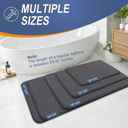 OLANLY Thick Memory Foam Bath Mat Rug 59x24, Extra Soft Absorbent Bathroom Rug, Quick Dry Bath Mats, Non-Slip, Machine Washable Carpet for Bathroom, Tub and Shower, Home Decor Accessories, Dark Grey