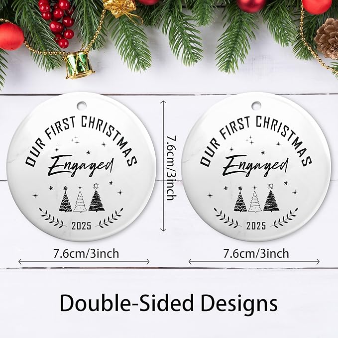 Engagement Gifts for Couples 2025,Our First Christmas Engaged Ornament 2025,Newly Christmas Tree OrnamenGift for Couples,Her, Women,Fiance,Engagement Present Ideas Party Decorations,Bride to Be Gifts