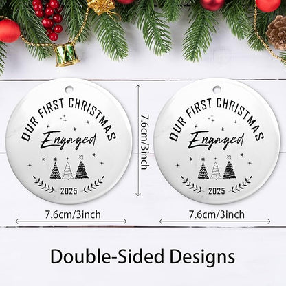 Engagement Gifts for Couples 2025,Our First Christmas Engaged Ornament 2025,Newly Christmas Tree OrnamenGift for Couples,Her, Women,Fiance,Engagement Present Ideas Party Decorations,Bride to Be Gifts