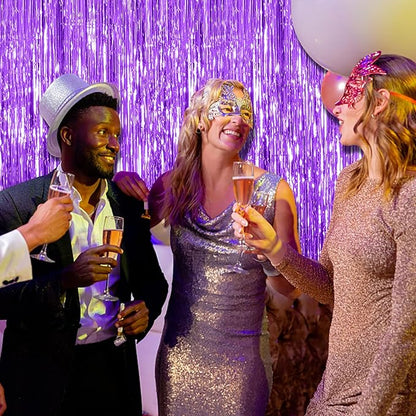 10 Pack Purple Backdrop Tinsel Streamers Foil Fringe Backdrop Halloween Party Decorations Purple Backdrop Curtain Birthday Graduation Bachelorette Christmas New Year Party Decorations