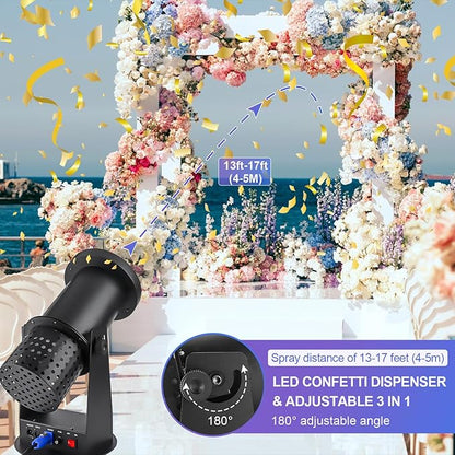 LED Confetti Machine, 1500W Electric Confetti Lights Confetti Blower with Remote Control Digital Confetti Cannon for DJ Parties, Nightclubs, Weddings, Stages, Concerts, Event Shows