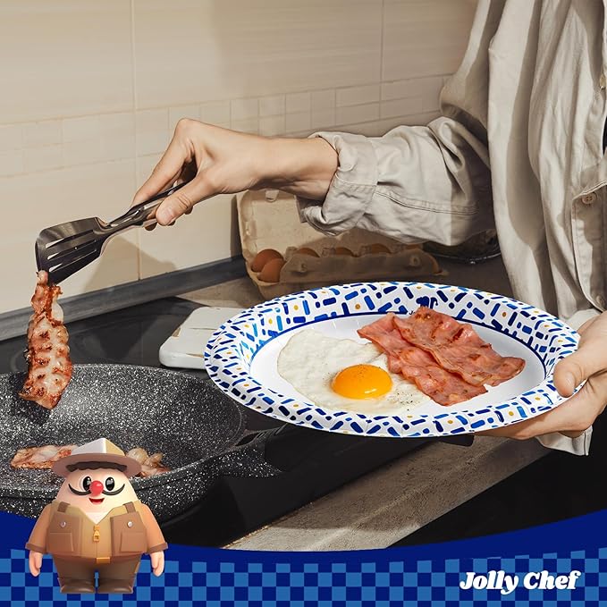JOLLY CHEF 10 Inch Paper Plates 140 Count, Soak-Proof, Cut Proof, Disposable Heavy Duty Plates for Picnic, Family Gatherings, Parties