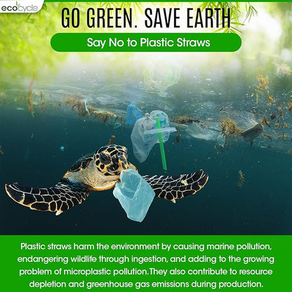 Biodegradable Disposable Bamboo Fiber Straws- 200pcs | 7.8'' Inch | Compostable and Biodegradble
