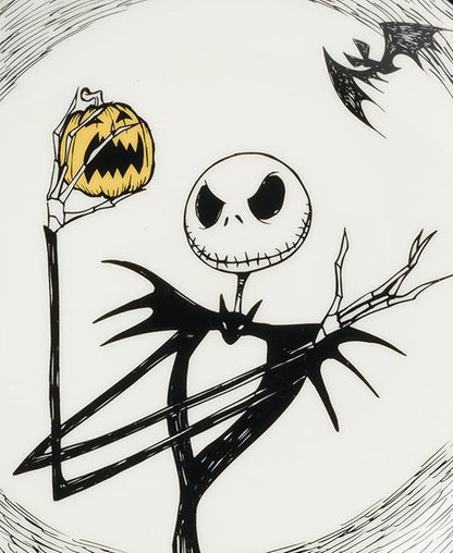 Lenox Dinnerware Set, Nightmare Before Christmas Accent Plates Set For 4, Jack Skellington, Halloween Decor Indoor, Porcelain, Dishwasher Safe, Microwave Safe, Halloween Dishes (White/Black, 4 Pieces)
