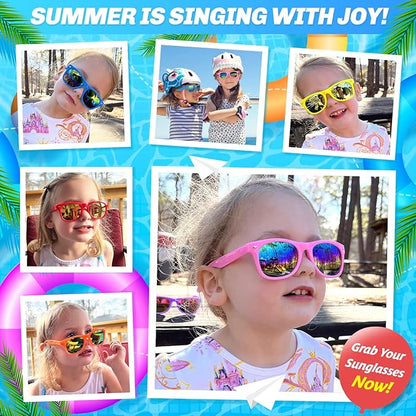 GINMIC Kids sunglasses bulk, Kids Sunglasses Party Favor, 24Pack Neon Sunglasses with UV400 Protection for Kid, Boys and Girls Age 3-8, Goody Bag Favors, Great Gift for Pool, Birthday Party Supplies