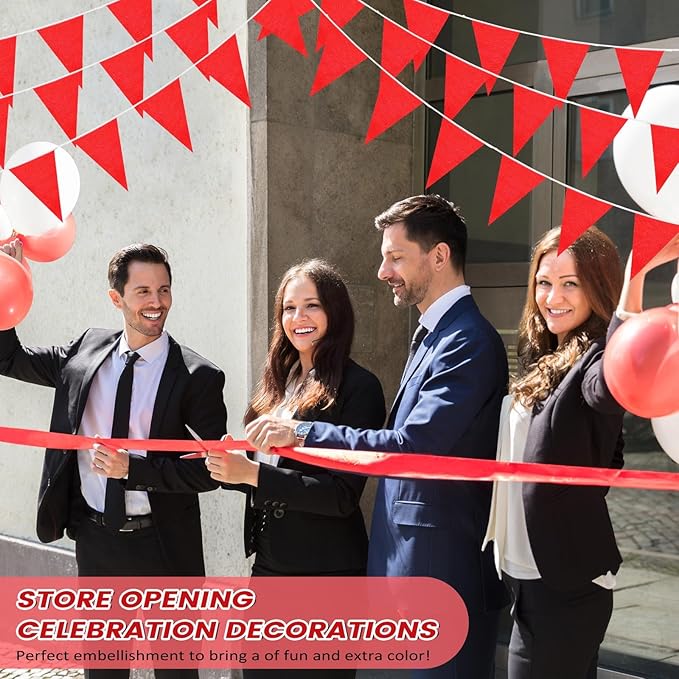 100 Feet Pennant Banners Flags 75 Solid String Triangle Flags for Grand Opening, Carnival Theme Birthday Party Decoration Outdoor Events Classroom Decoration (Red)