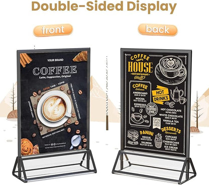 Acrylic Sign Holder 8.5X11 Black Picture Frame Double-Sided Acrylic Frames for Wedding Table Numbers Photo Frames Flyers Menu with Removable Sticky Dots-6 Pack