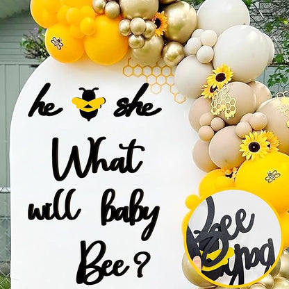 Wooden Baby Bee Gender Reveal Party Decorations Decal He or She What Will Baby Bee Babys Shower Signs for Backdrop Stickers Bumble Bees Theme Boy or Girl Letters for Balloon Arch Banner Supplies